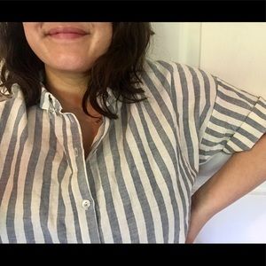 Striped oversized button up tee 🐠